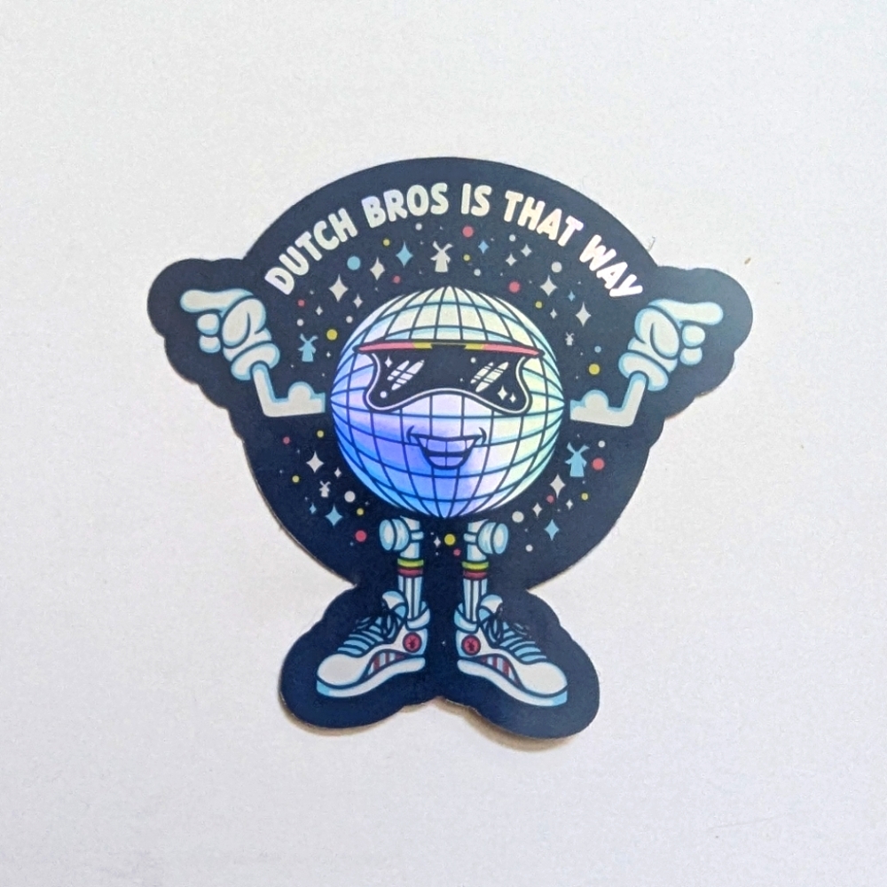 Dutch Bros Blue and Black Globe Sticker